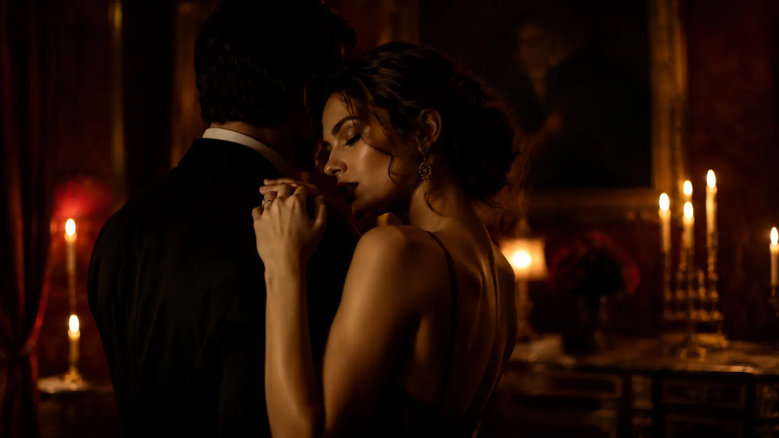A passionate moment by candlelight